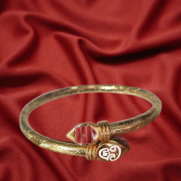 Brass Kada / Murugan Vel Kada, Gold plated, Panchaloha/Five metal bracelet/Kaapu/Kada