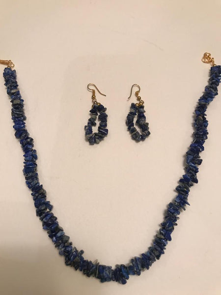 Lapis Lazuli Natural Gemstone Necklace & Ear Rings set