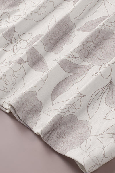Floral Print Top & Drawstring Shorts Loungewear Set