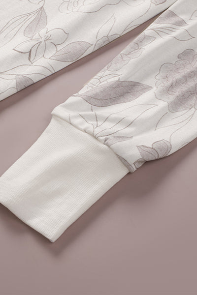 Floral Print Top & Drawstring Shorts Loungewear Set