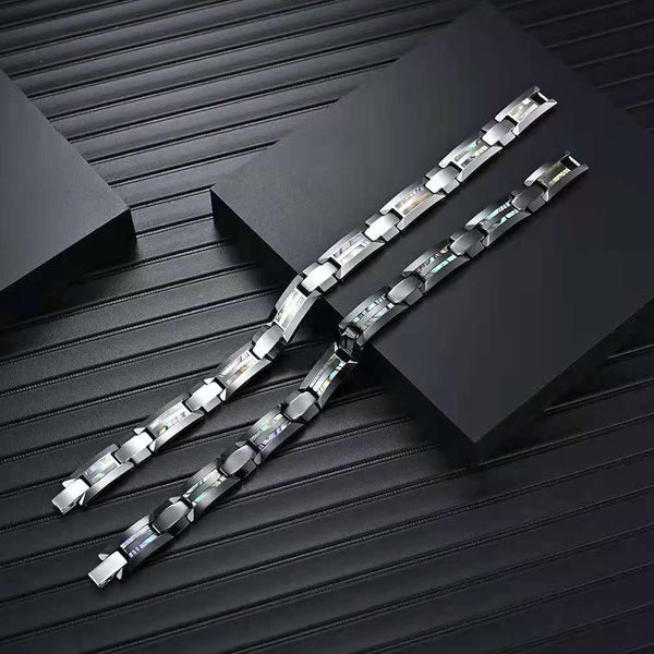 Tungsten Bracelet for Men Tungsten Jewelry for Men Anniversary Gift Rainbow Shell Jewelry Gift