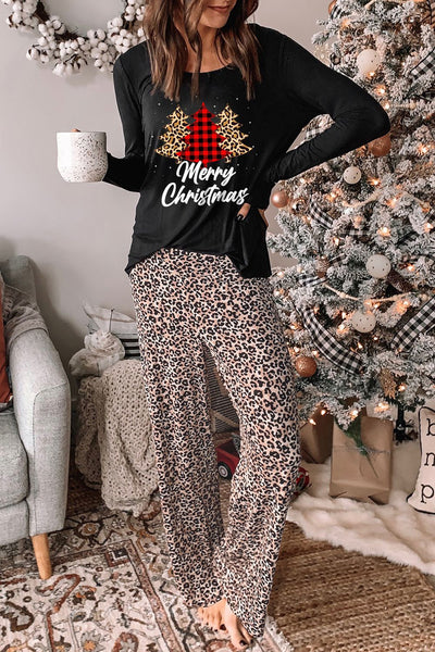 Mom Shirt and Leopard Pants Womens Loungewear Set