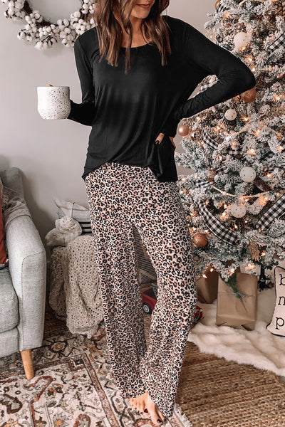 Mom Shirt and Leopard Pants Womens Loungewear Set