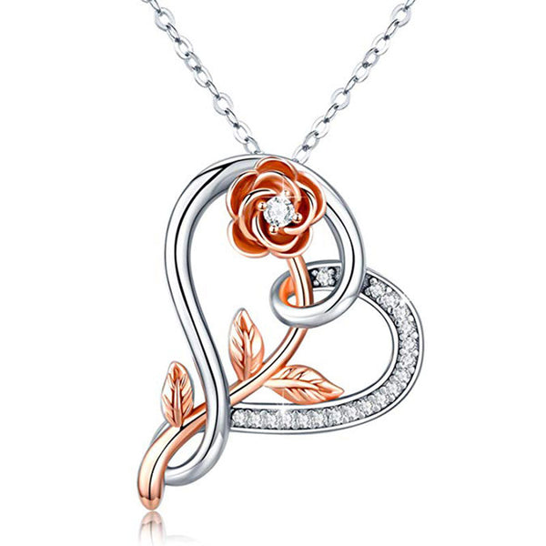 Heart pendant with Rose Necklace