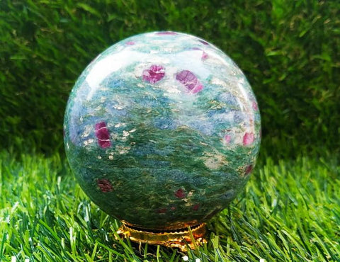 Natural Ruby Zosite Sphere Round Crystal Ball Healing Sphere
