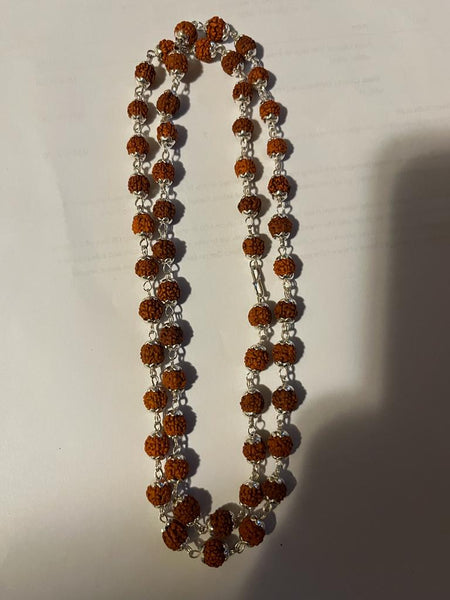 Rudraksha Mala - 54 Beads Silver Capped Mala