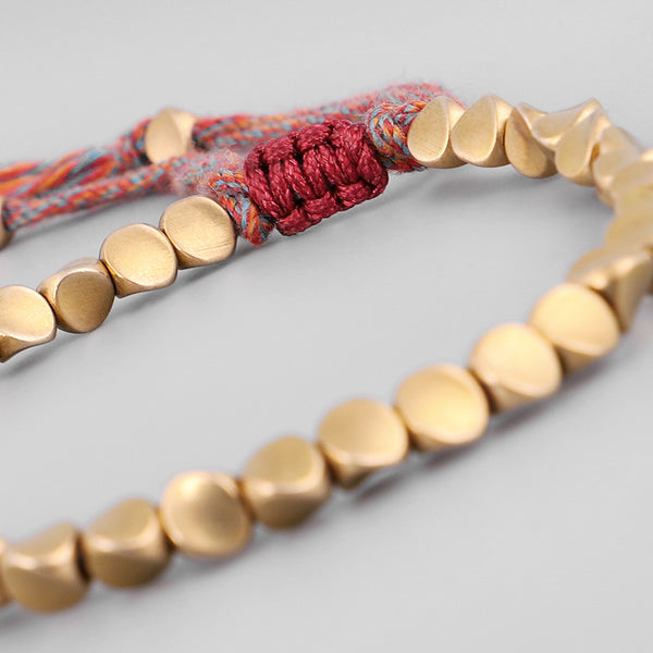 Tibetan Copper Copper Beads Braided Cotton Good Luck Friendship Bracelet Gift-Wealth and Prosperity Abundance Lucky Rope Bracelet