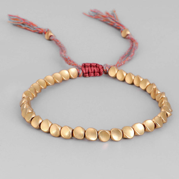 Tibetan Copper Copper Beads Braided Cotton Good Luck Friendship Bracelet Gift-Wealth and Prosperity Abundance Lucky Rope Bracelet