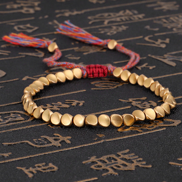 Tibetan Copper Copper Beads Braided Cotton Good Luck Friendship Bracelet