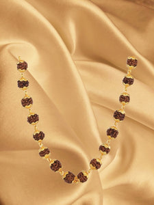 54 Rudraksha Beads Mala, Golden capped Mala