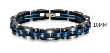 Men's Black/Blue Titanium Steel Bracelet