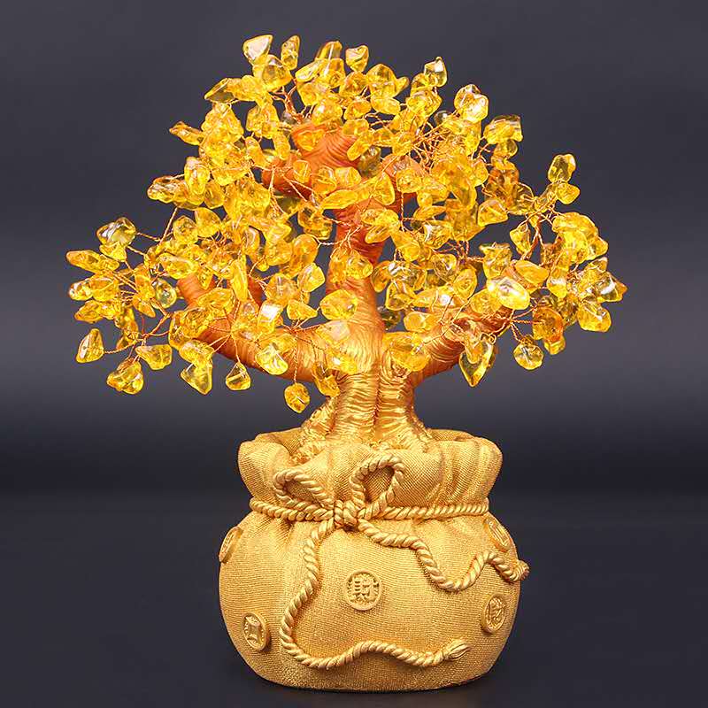 Feng Shui Citrine Money Tree Wealth Ornaments, Citrine Crystal Money Tree, Natural Lucky Tree Money Tree ,Feng Shui Prosperity Ornaments